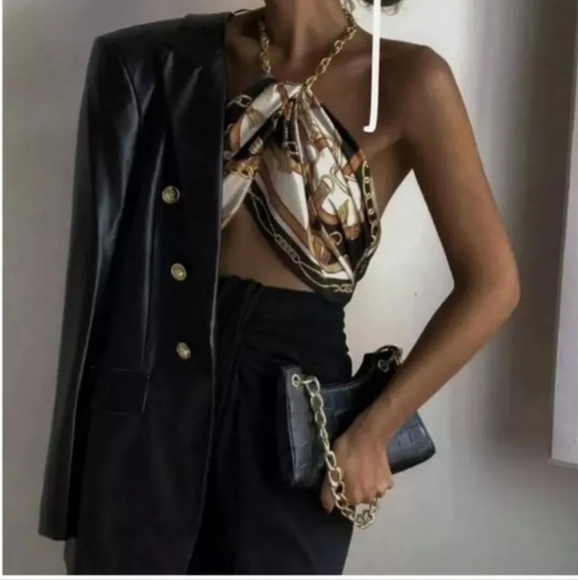 Zara Faux Leather Double Breasted Blazer - Picture 11 of 16